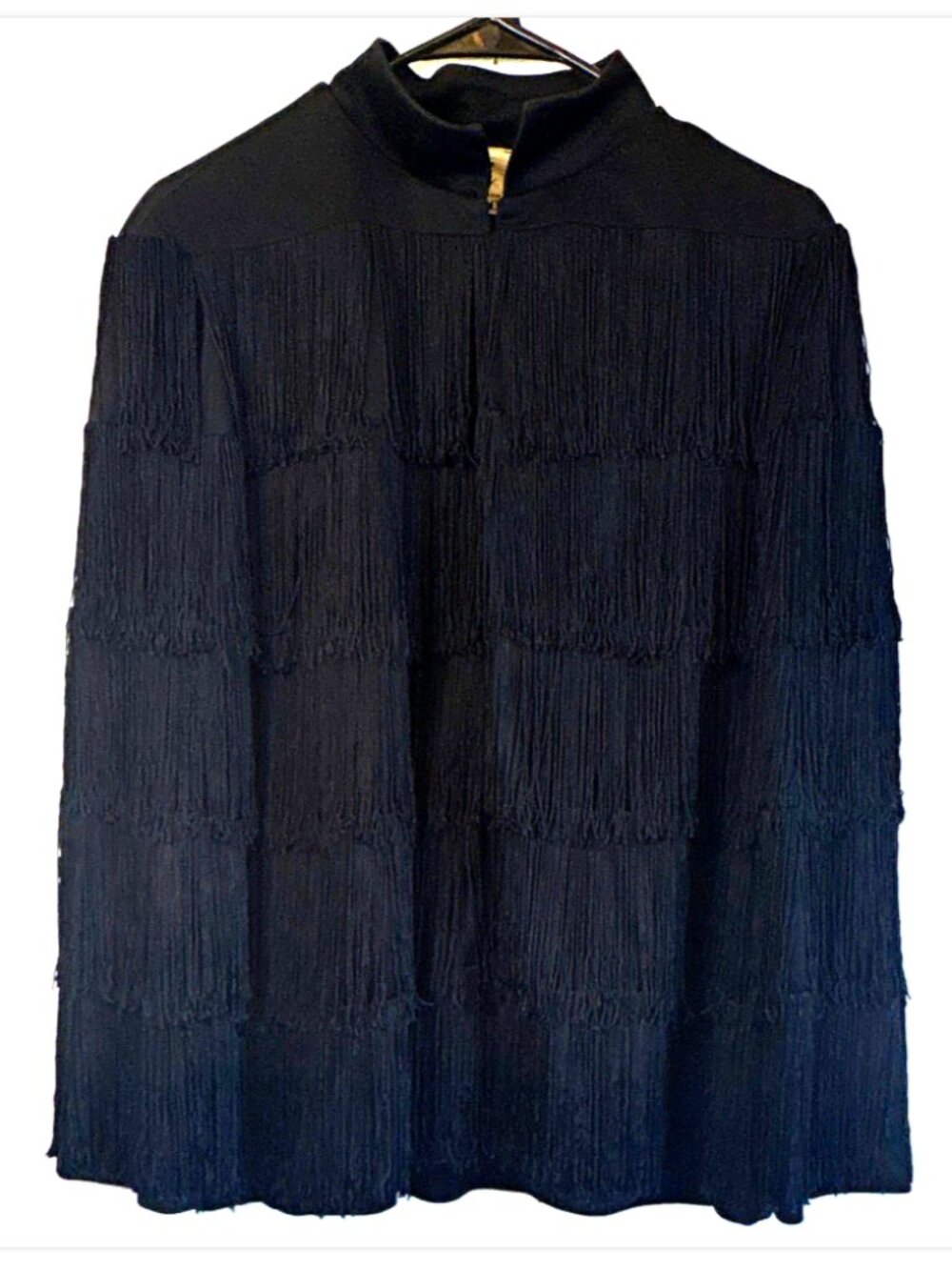 Vintage 1960s Adde California Tiered Fringe Jacket Rare MC Shimmy Mod Black Coat